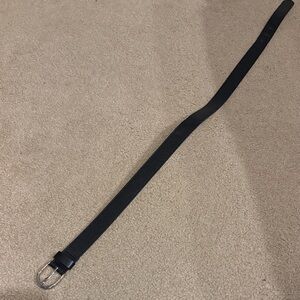 Black Leather Belt with Silver Buckle